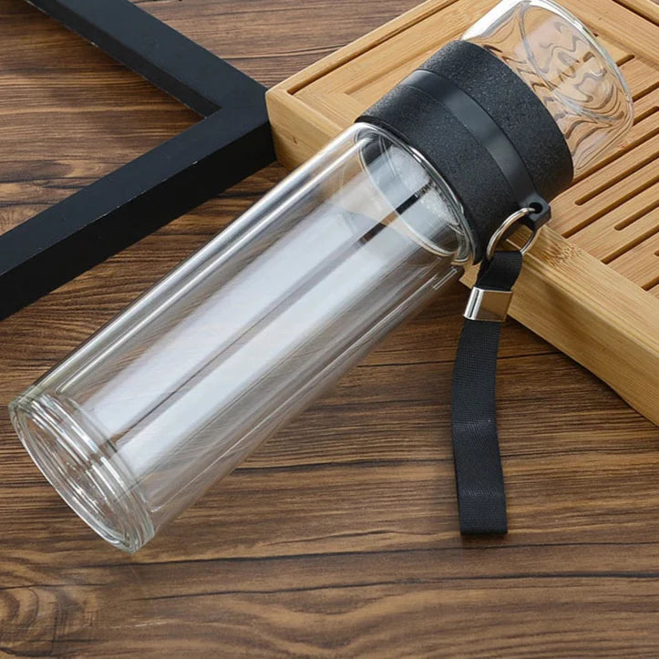 Royelux Glas Teebereiter Flasche – 450ml Doppelwandige Tasse für loser Blatt- und Kräutertees
