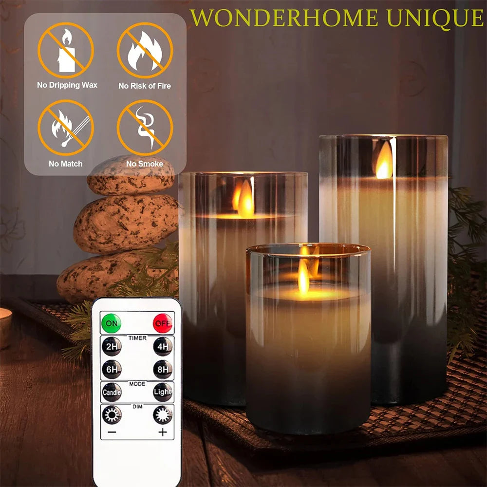 3er Set LED-Teelichter ohne Flamme mit Fernbedienung - Flackerndes Licht für Hochzeiten & Wohnkultur