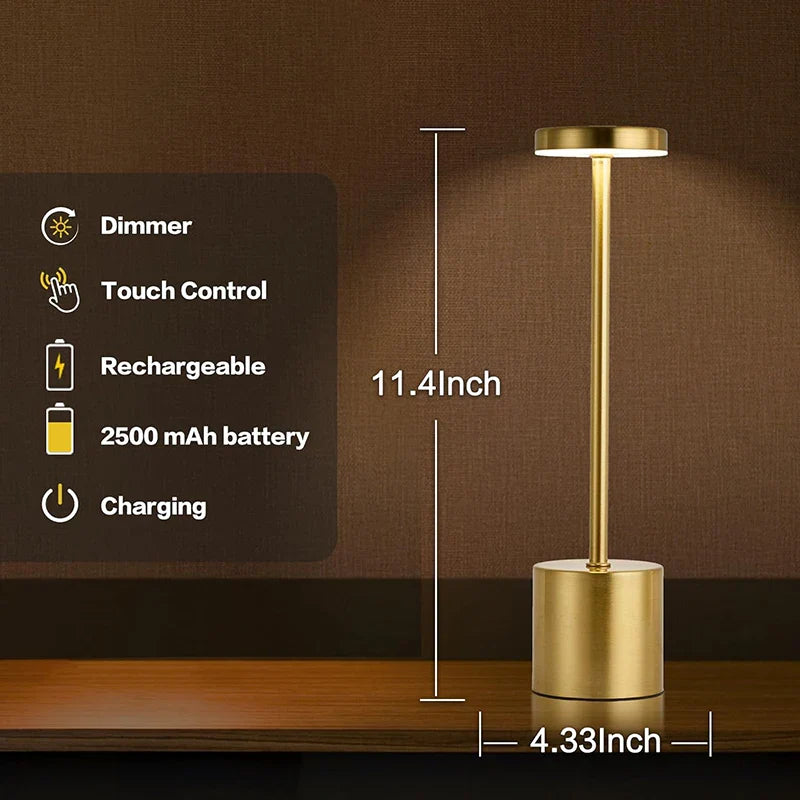 Klassische wiederaufladbare Touch-Tischlampe – stufenlose Dimmung & 3 Farbmodi