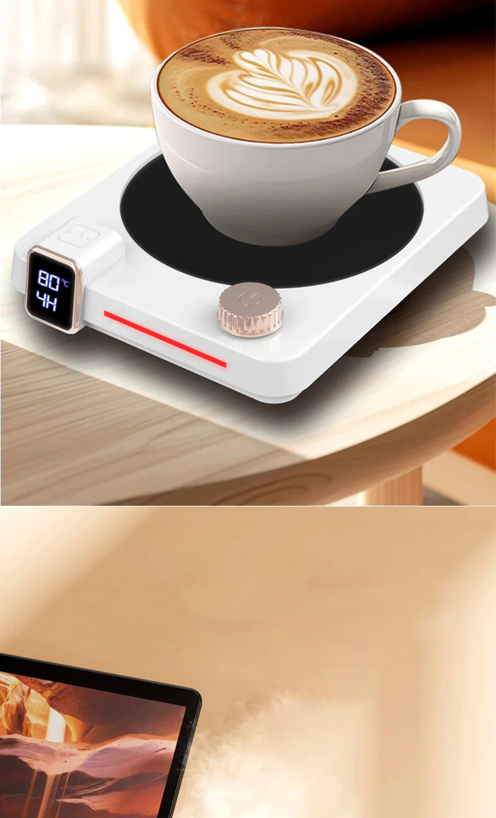 Royaleva Kaffeetassenheizpad – 9-Geschwindigkeits-Temperaturanpassung, LED-Anzeige, automatische Abschaltung