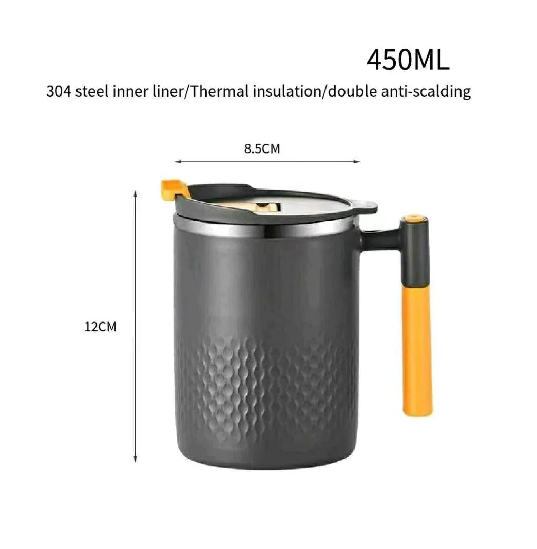 450ml Tragbecher aus Edelstahl mit Griff und Deckel Leckdichtes Design für heiße oder kalte Getränke