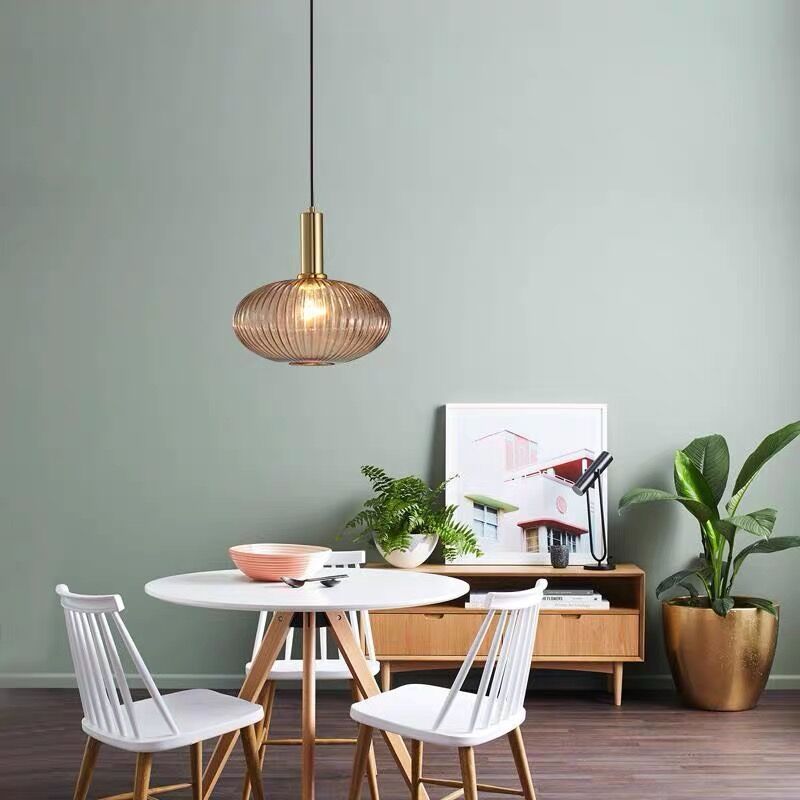 RoyaleGlow Texturiertes Glas Pendelleuchte – Elegante verstellbare Deckenleuchte für moderne Innenräume