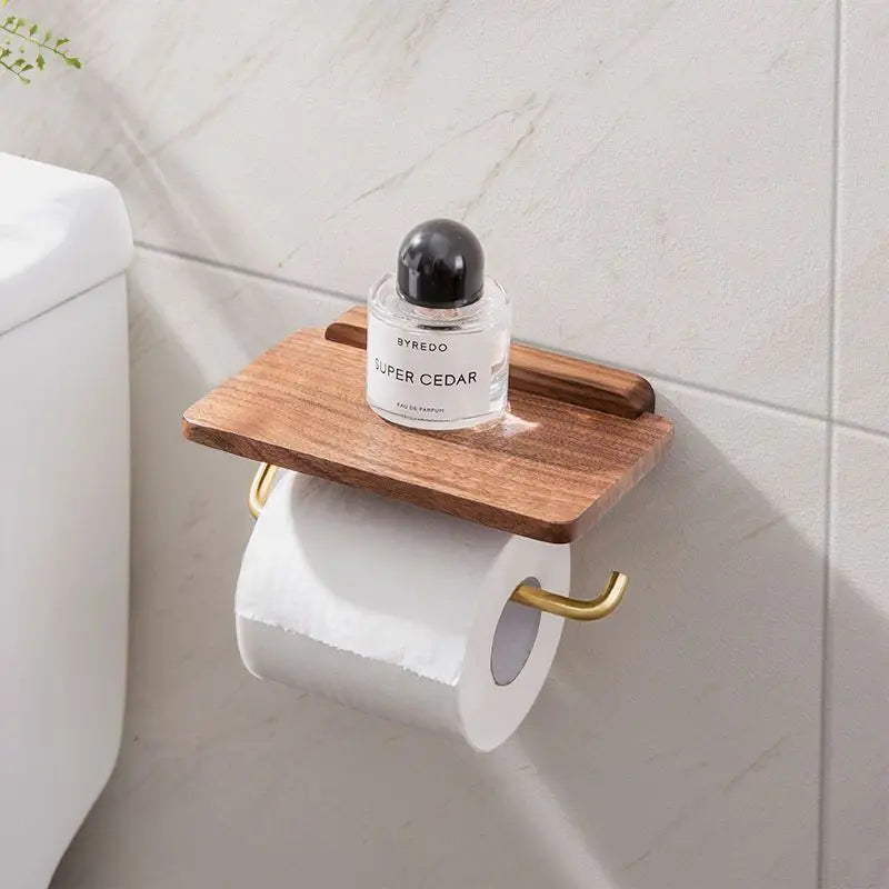 Garduru Rollenhalter mit Holzregal – Praktische Dekoration für Ihr Zuhause