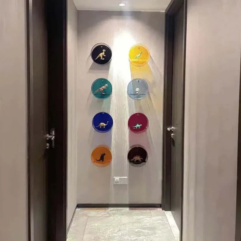 80er Acrylic Runde Wandhängende Anzeige Regal