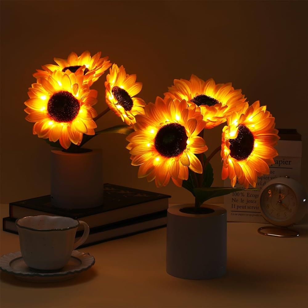 Leuchtende Sonnenblumenlampe – Natürlicher Glanz und Florale Eleganz