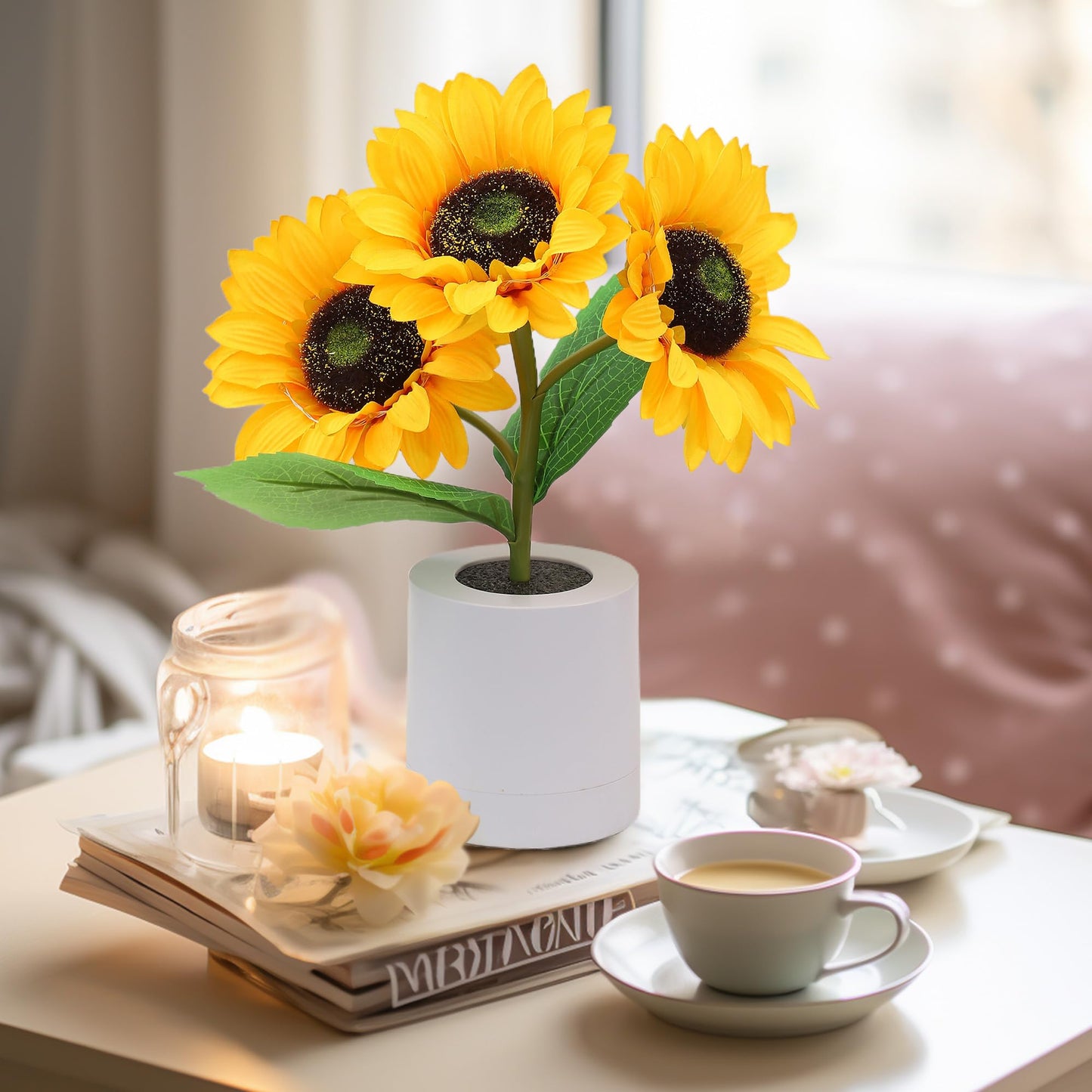 Leuchtende Sonnenblumenlampe – Natürlicher Glanz und Florale Eleganz