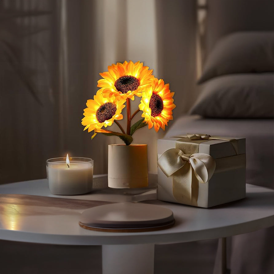 Leuchtende Sonnenblumenlampe – Natürlicher Glanz und Florale Eleganz