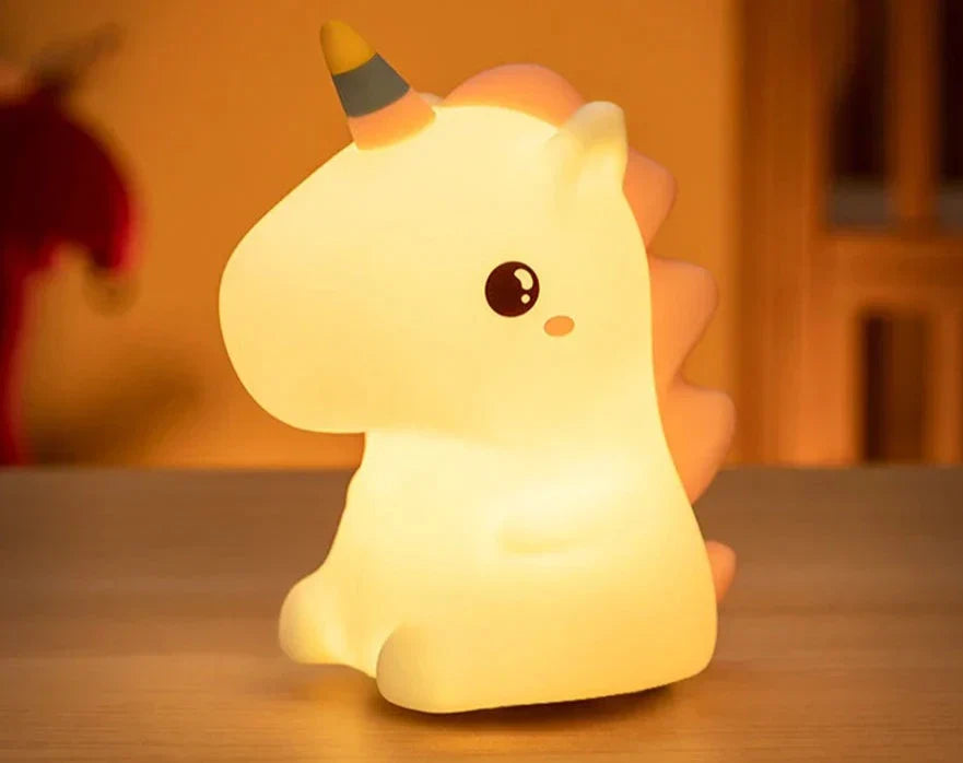 USB wiederaufladbare bunte Einhörner Tisch-Nachtlampe aus Silikon