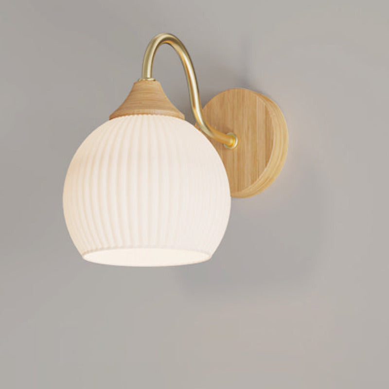 Ozawa Nordic LED Innenwandleuchte Glas Holz Schlafzimmer/Wohnzimmer