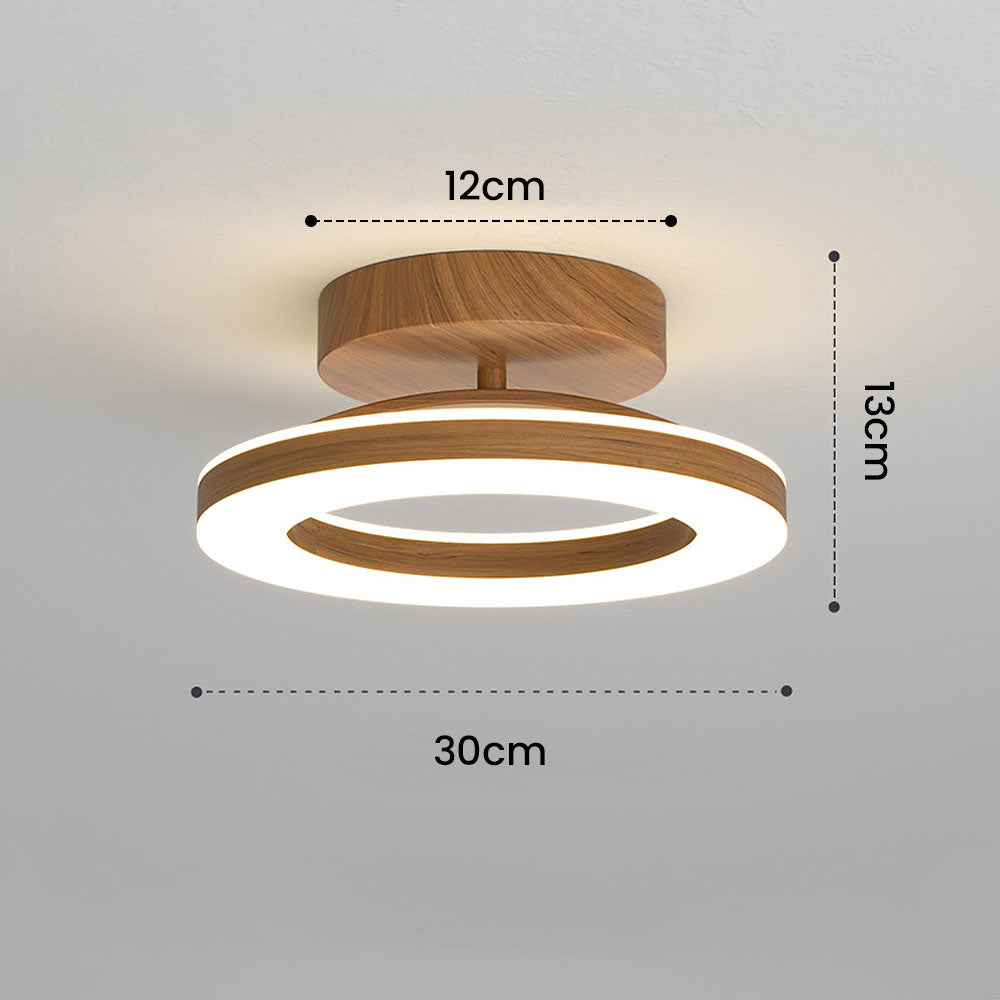 LED-Deckenleuchte mit modernem Holzfinish