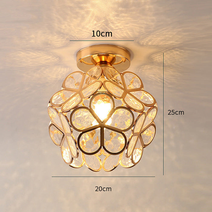 Elegante Glaskronleuchte mit Blumendesign – Warmes Glühen Deckenleuchte Flush Mount