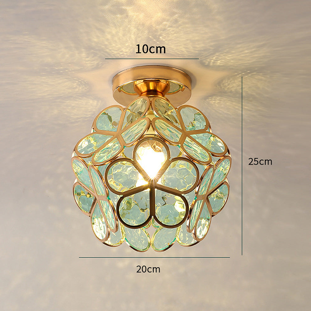 Glas-Deckenleuchte im Blumenstil - Elegante Lampe für den Eingangsbereich