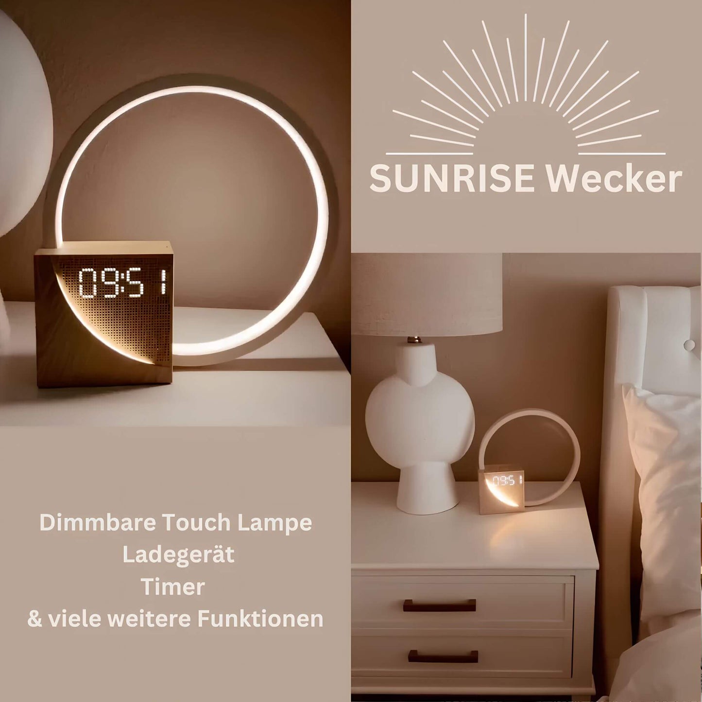 Sonnenaufgangswecker mit natürlicher Lichtsimulation für die Verwendung zu Hause und im Büro