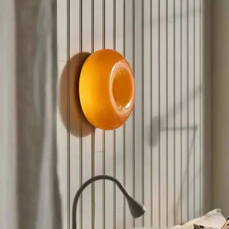 RoyaleGlow Moderne Donut Glas Wandlampe – Tricolor Dimmbar LED Wandleuchte für stilvolle Wohnkultur