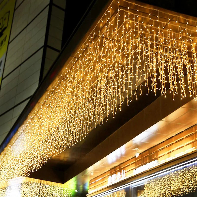 Garduru Weihnachtsvorhang icicle Lichterkette | Weihnachtsgirlande Faiy Licht Dekoration | Außen Garten Straßen Weihnachtsbeleuchtung - Axely