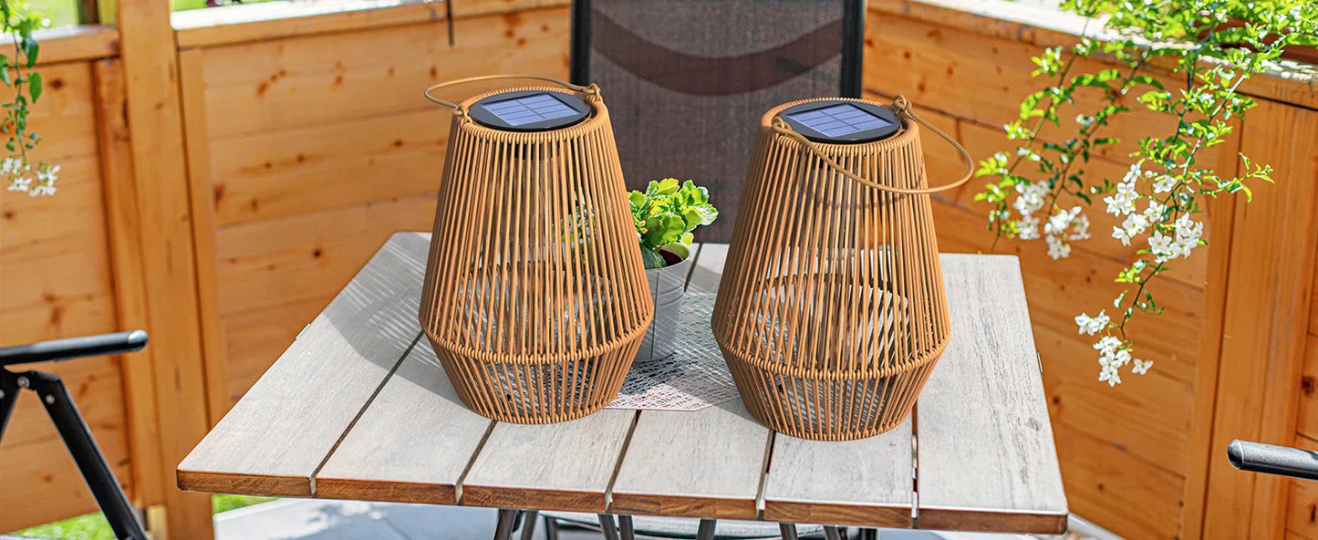 Royelux Handgewebte Solar Gartensolarleuchte - Wasserdichte dekorative Außenlampe