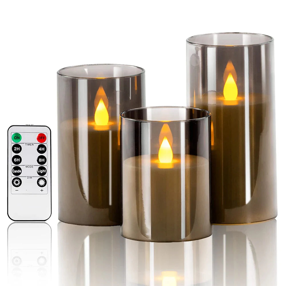 3er Set LED-Teelichter ohne Flamme mit Fernbedienung - Flackerndes Licht für Hochzeiten & Wohnkultur