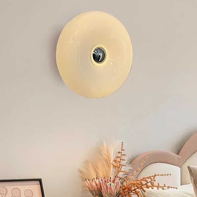 RoyaleGlow Moderne Donut Glas Wandlampe – Tricolor Dimmbar LED Wandleuchte für stilvolle Wohnkultur