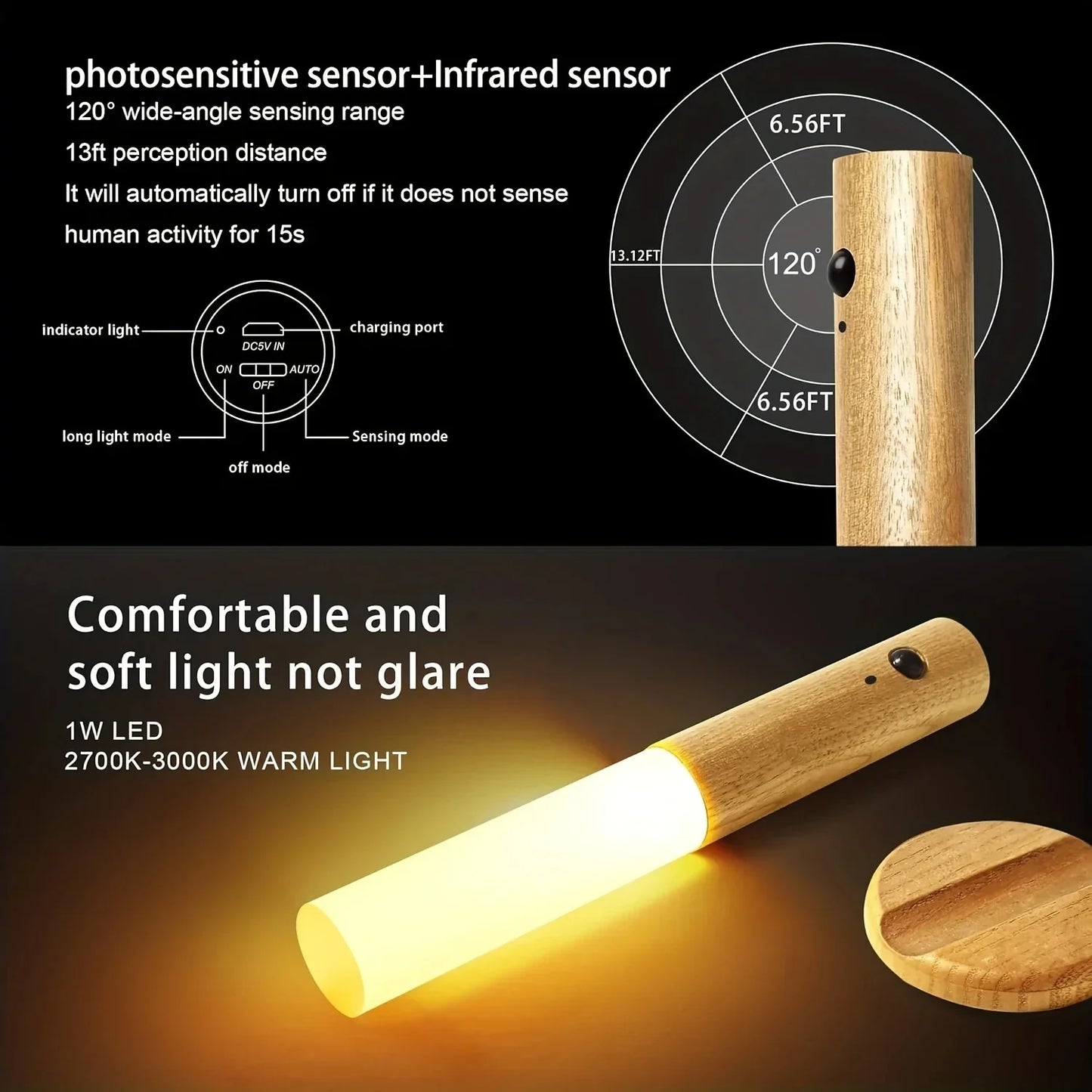 Magnetische Holz Wandlampe
