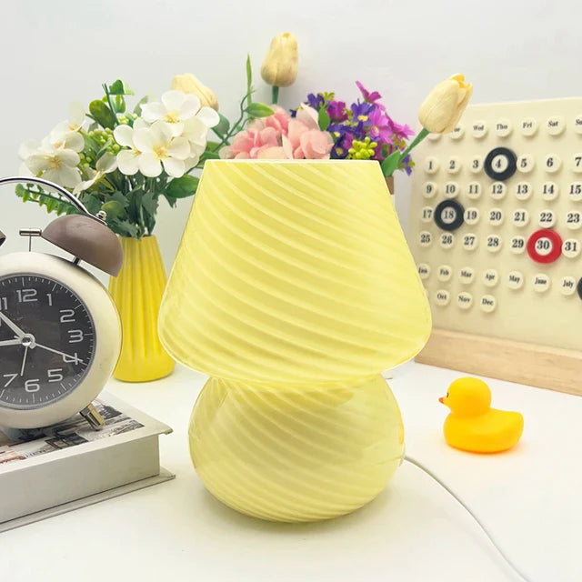 Royallure Murano-Glas Pilzlampe – Vintage-inspirierte Ambientebeleuchtung für Schlafzimmer und Wohnzimmer