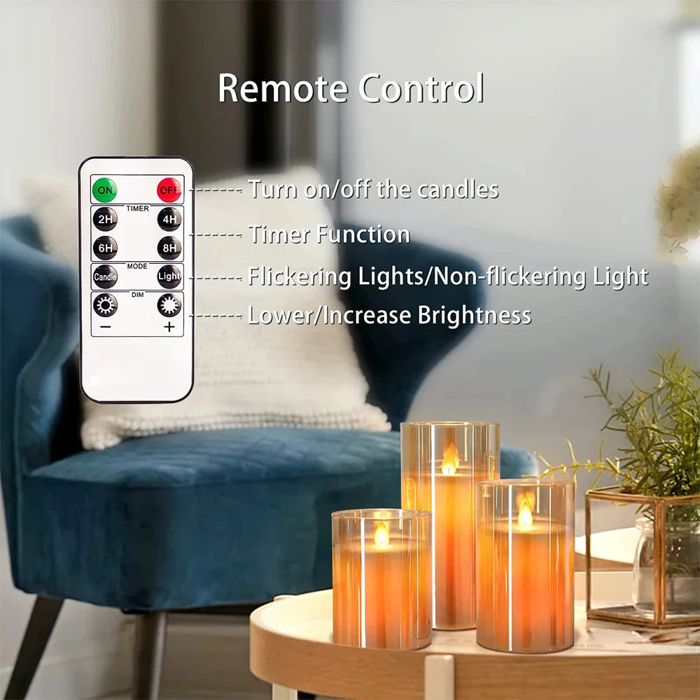 3er Set LED-Teelichter ohne Flamme mit Fernbedienung - Flackerndes Licht für Hochzeiten & Wohnkultur