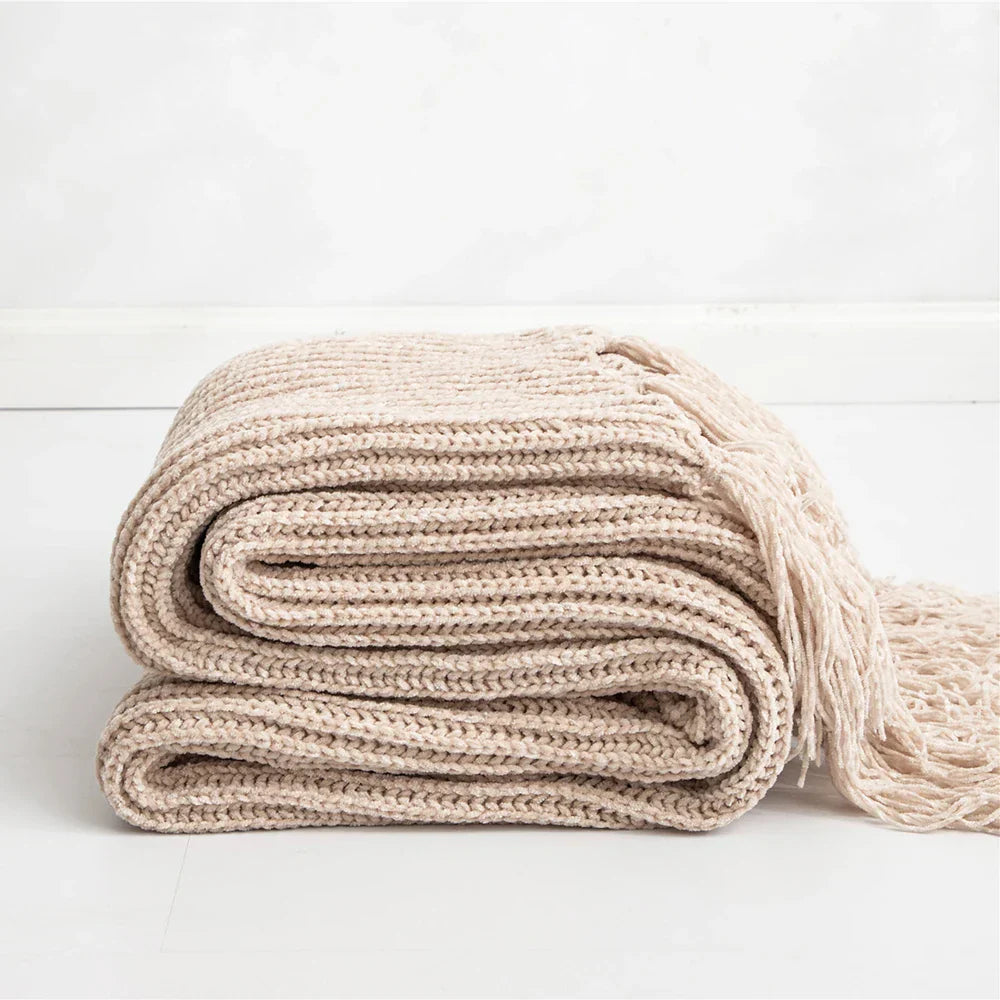 Garduru - Weiche Chenille-Strickdecke für Bett und Sofa