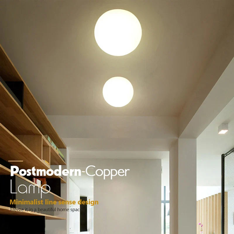 Minimalistische Glas Weiße Kugel Deckenlampe - LED Innenleuchte