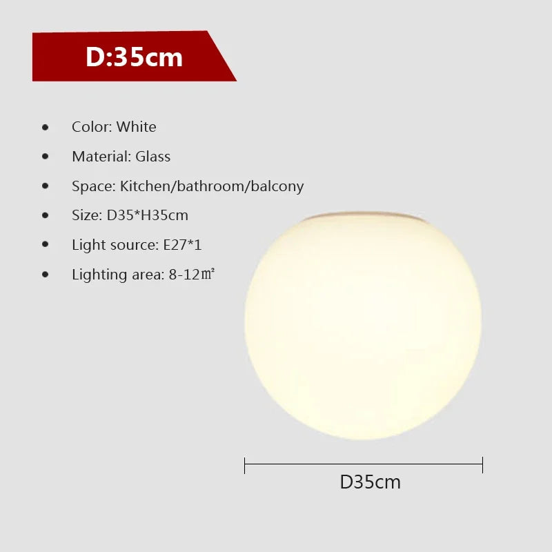 Minimalistische Glas Weiße Kugel Deckenlampe - LED Innenleuchte