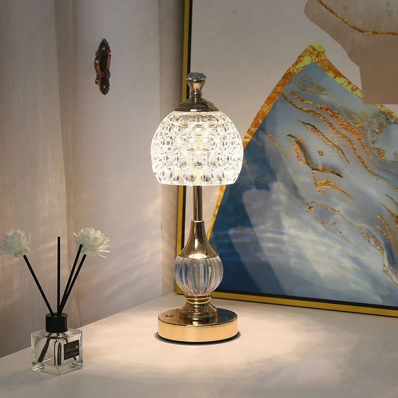 Goldene Glastischlampe