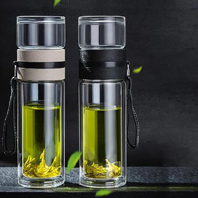 Royelux Glas Teebereiter Flasche – 450ml Doppelwandige Tasse für loser Blatt- und Kräutertees