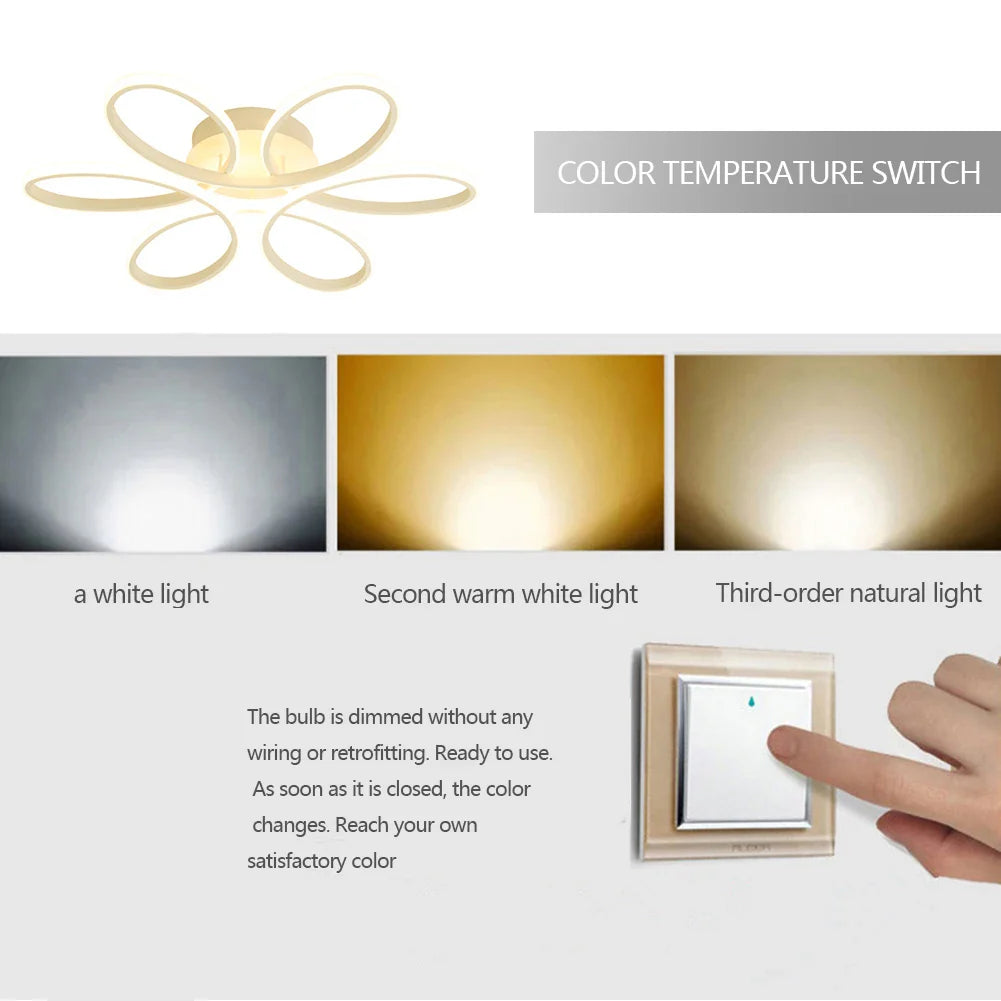 Moderner LED Blumen Kronleuchter - Elegante Deckenlampe mit drei Farboptionen