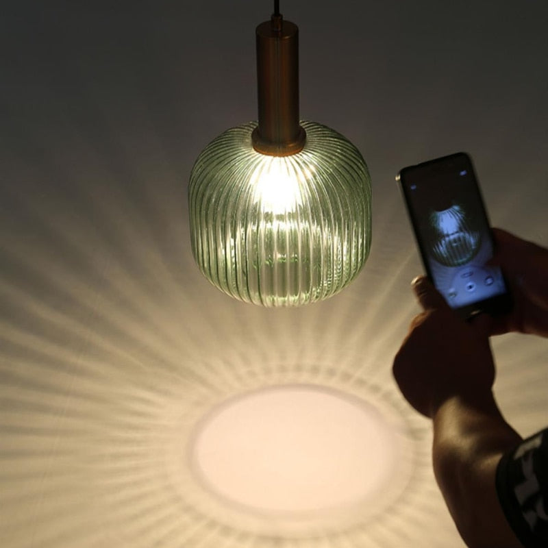 RoyaleGlow Texturiertes Glas Pendelleuchte – Elegante verstellbare Deckenleuchte für moderne Innenräume