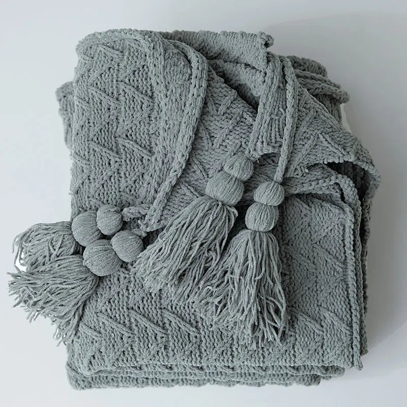 Garduru - Weiche Chenille-Strickdecke für Bett und Sofa
