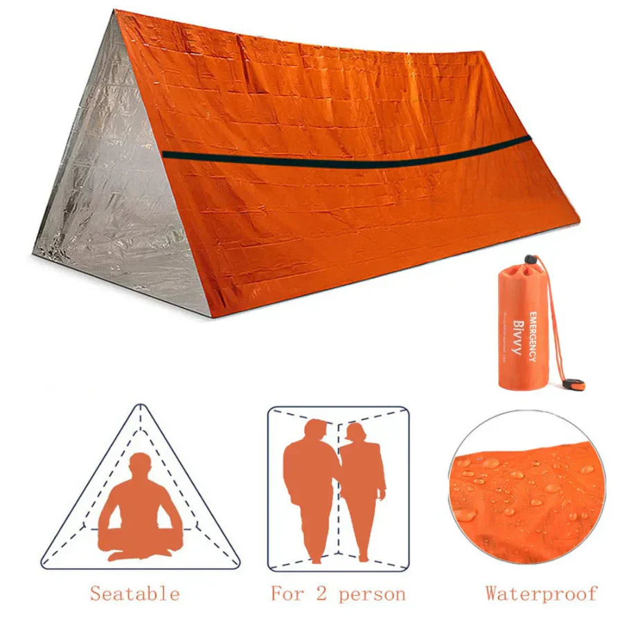 2-Personen-Notfallüberlebenstent mit thermischer Isolierung für Camping und Wandern