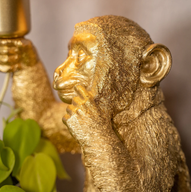 Elegante Goldene Affe Blumentop Lampe