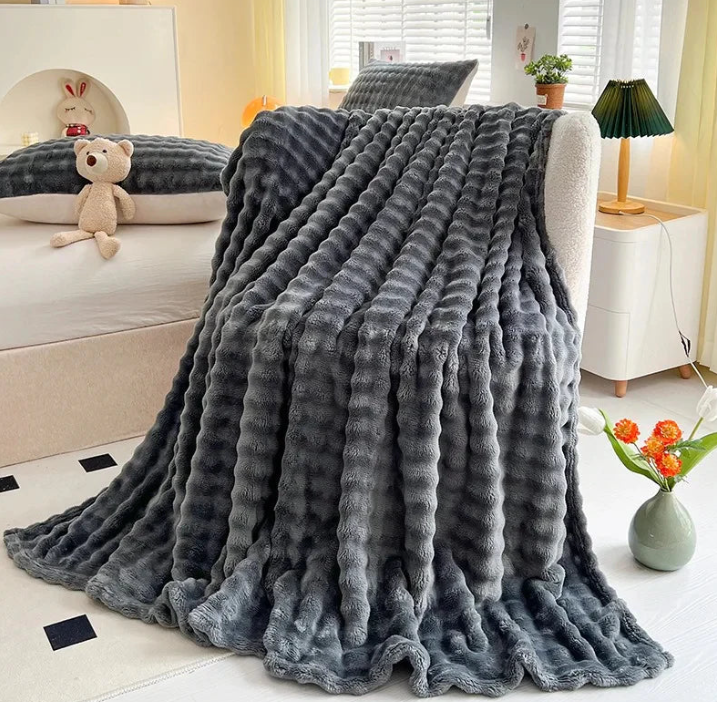 Luxuriöse Fleece-Decke Mit Blasenstruktur