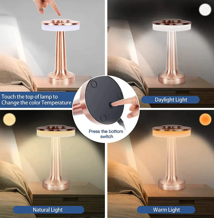 Elegante kabellose LED-Tischlampe