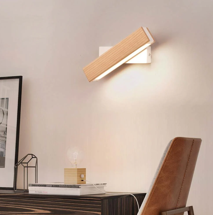 Rotierbare LED-Holzwandleuchte