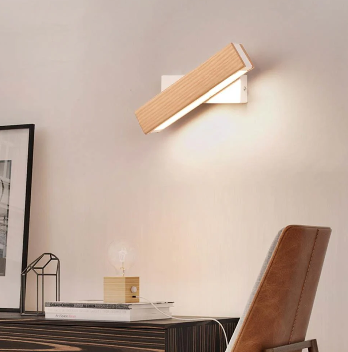 Rotierbare LED-Holzwandleuchte