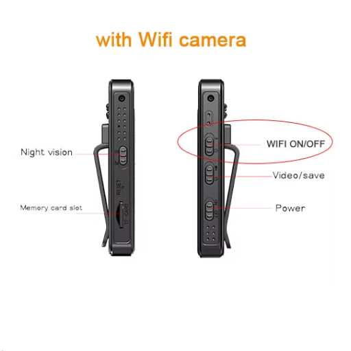 Wifi 1080P Körper Mini Kamera mit Nachtsicht - Tragbare Polizeikamera, Infrarot Camcorder für Innen-/Außenanwendung