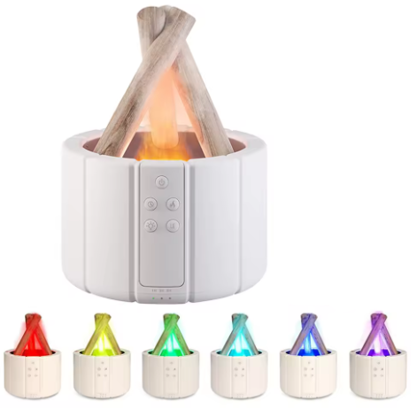 Simulierter Flammenaroma-Diffuser - Lagerfeuer-Luftbefeuchter, 280 ml Ultraschall-Kühlnebel-Erzeuger mit LED-Nachtlicht