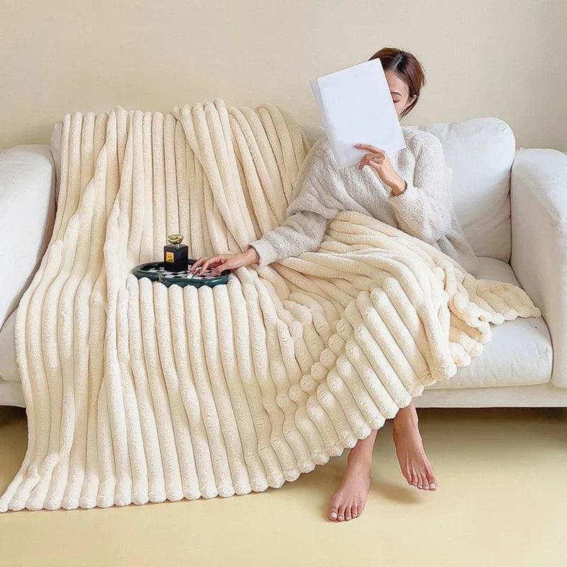 Gerippte Plüsch Chenille Wurfdecke