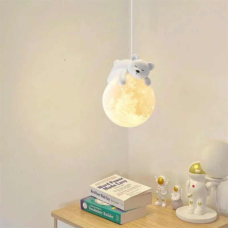 Garduru – Bezaubernde Deckenleuchte mit Bär auf dem Mond