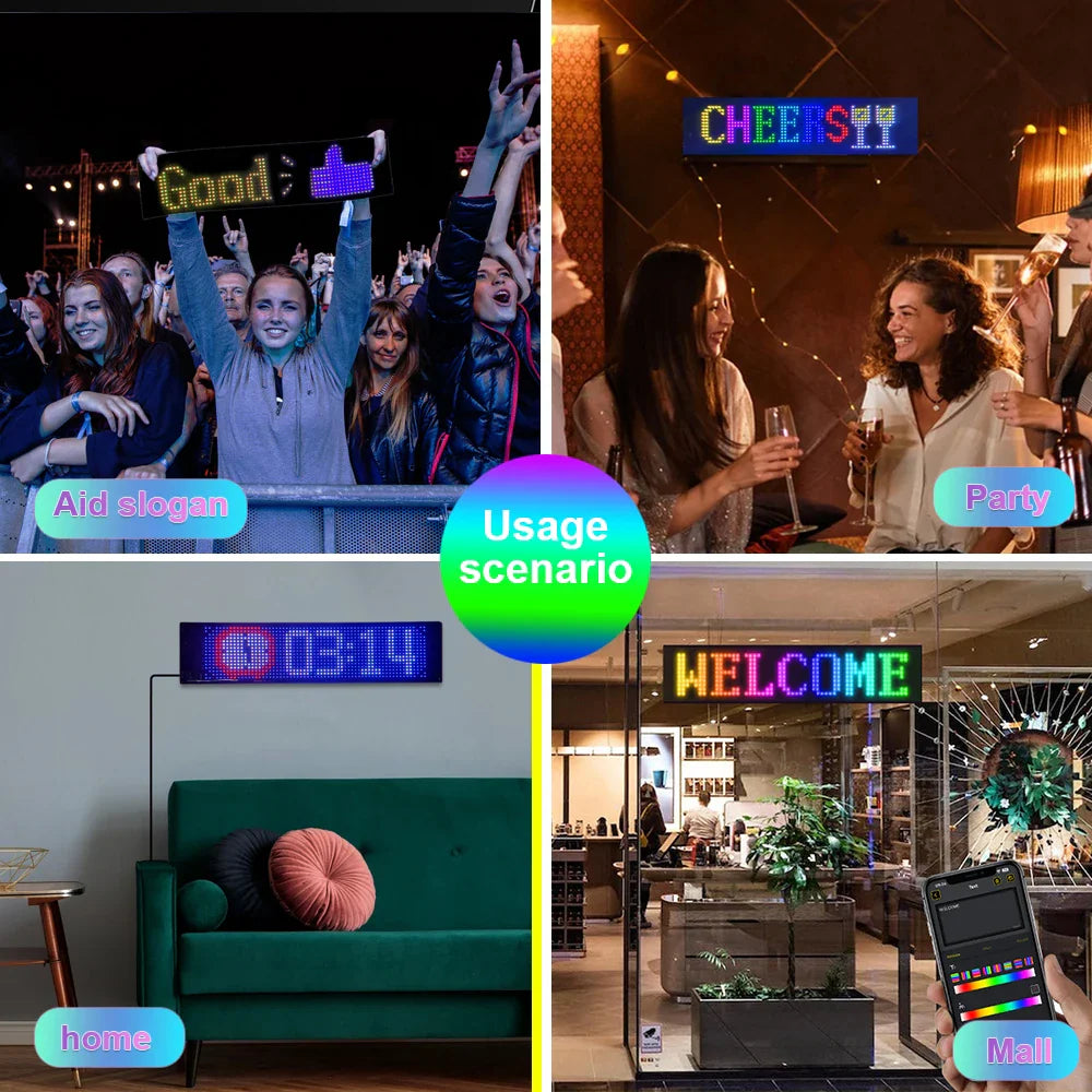 Flexibles LED-Matrix Bildschirm-Autozeichen - Programmierbares Bluetooth-Display mit APP-Fernbedienung, Ultra-dünn für Geschäft & Bar