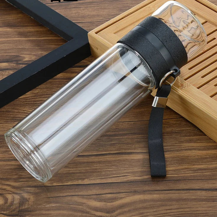 Royelux Glas Teebereiter Flasche – 450ml Doppelwandige Tasse für loser Blatt- und Kräutertees