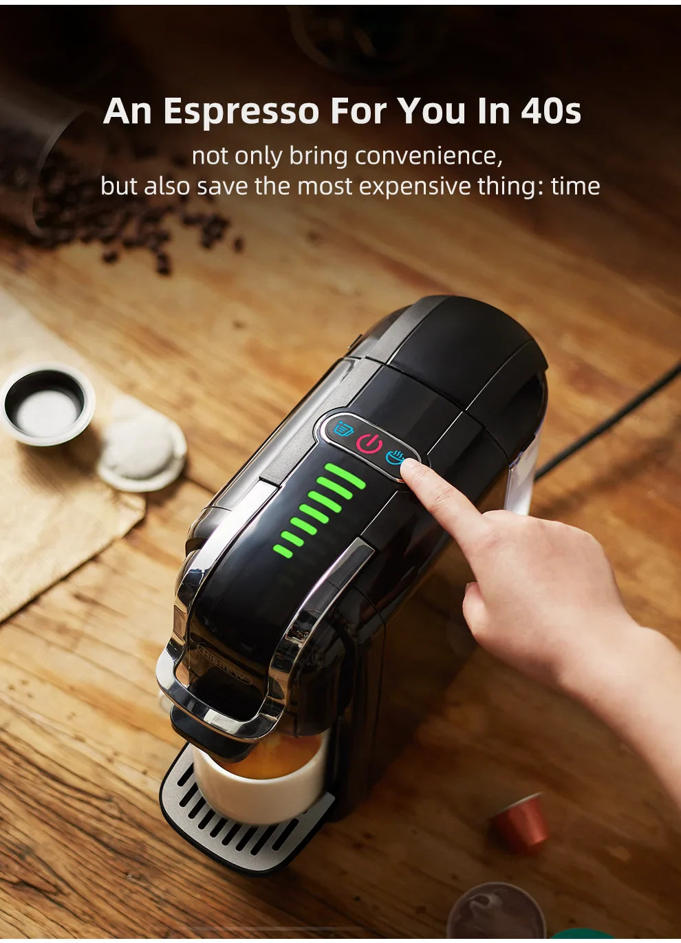 5-in-1 Kaffeemaschine – 20-Bar Mehrfachkapselbrüher mit Milchaufschäumer