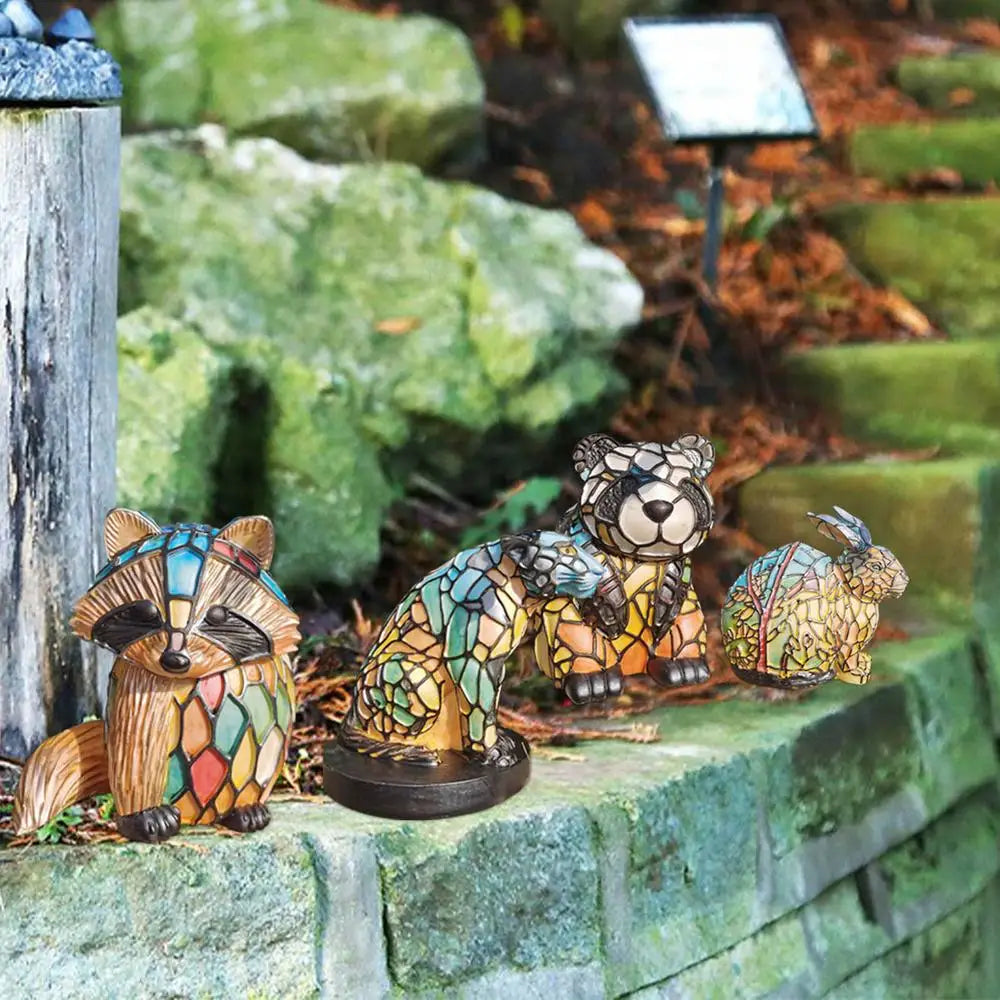 Bleiglasstil Tierlampen (7 Optionen) Bär Panda Elch Schwein Giraffe Kaninchen Waschbär