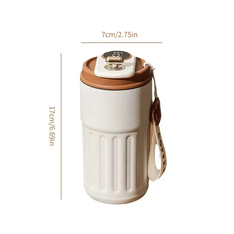 450ml Smart Display Thermosflasche - 316 Edelstahl Kaffeebecher, tragbecher für Büro