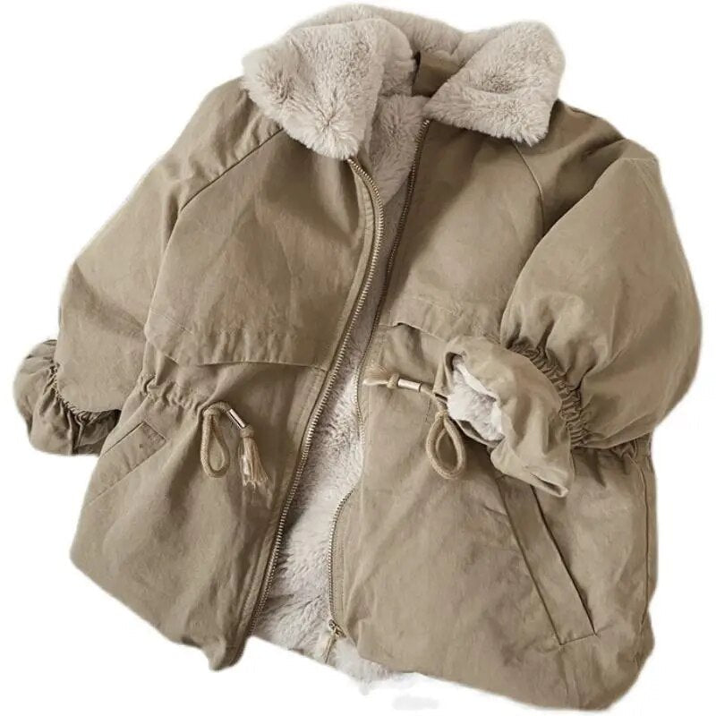 Kinderfellgefütterte Khaki-Jacke