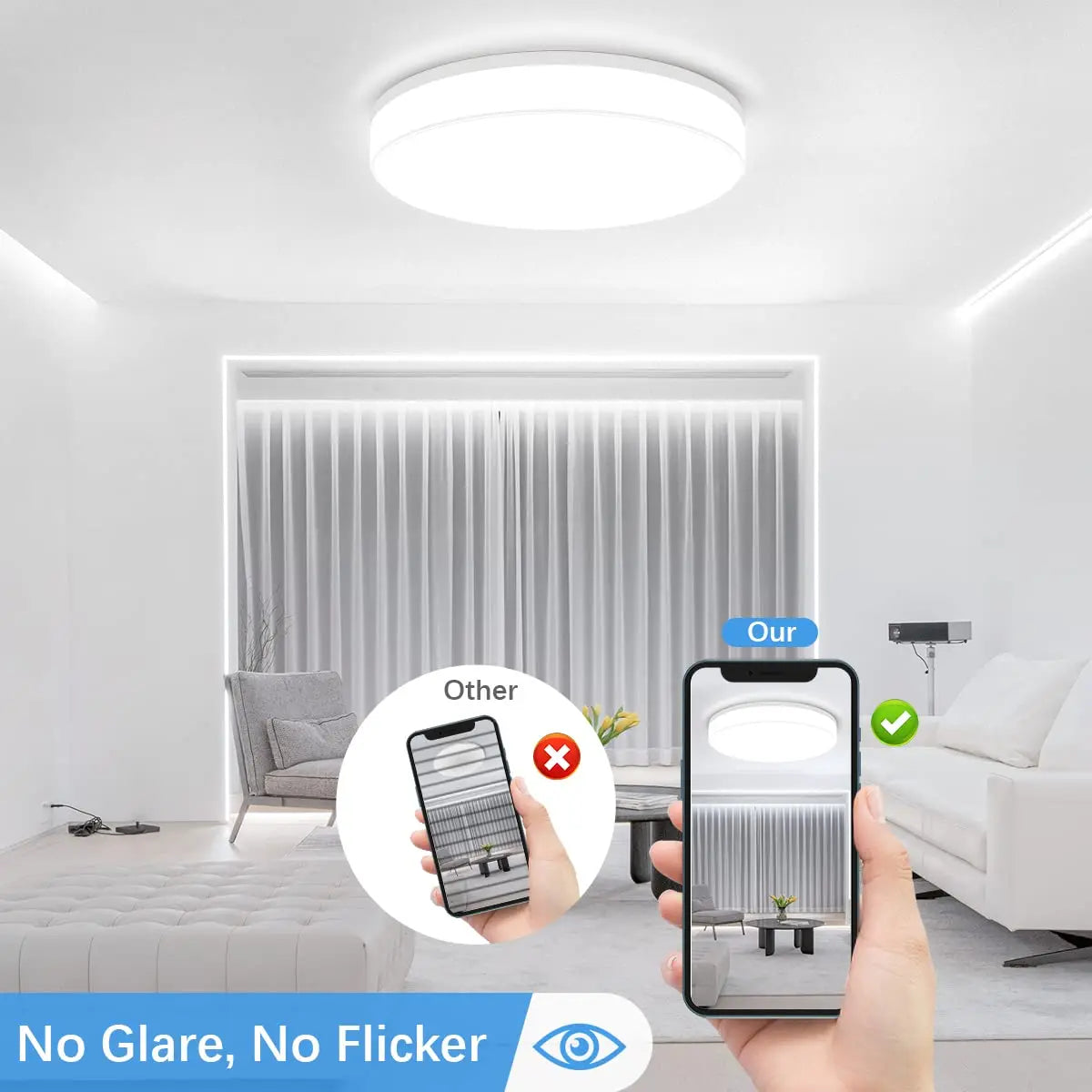 RoyaleGlow Ultra-Dünne Runde LED Deckenleuchte mit Einstellbarer Helligkeit